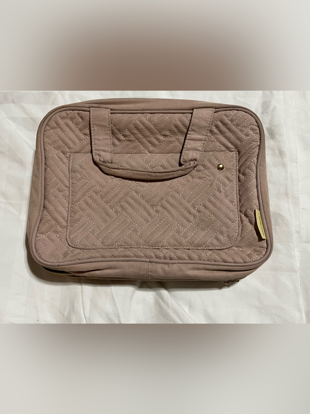 Quilted Cosmetic Travel Case in Mauve Taupe